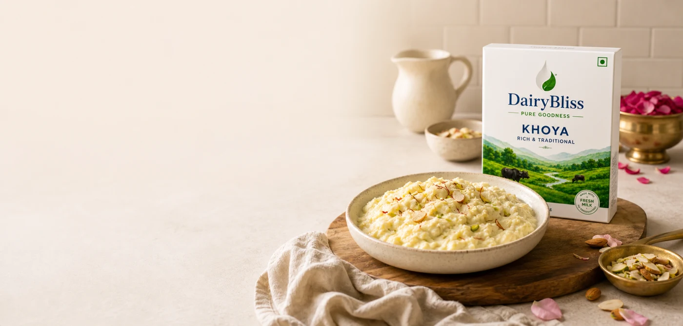 Fresh khoya with mithai ingredients